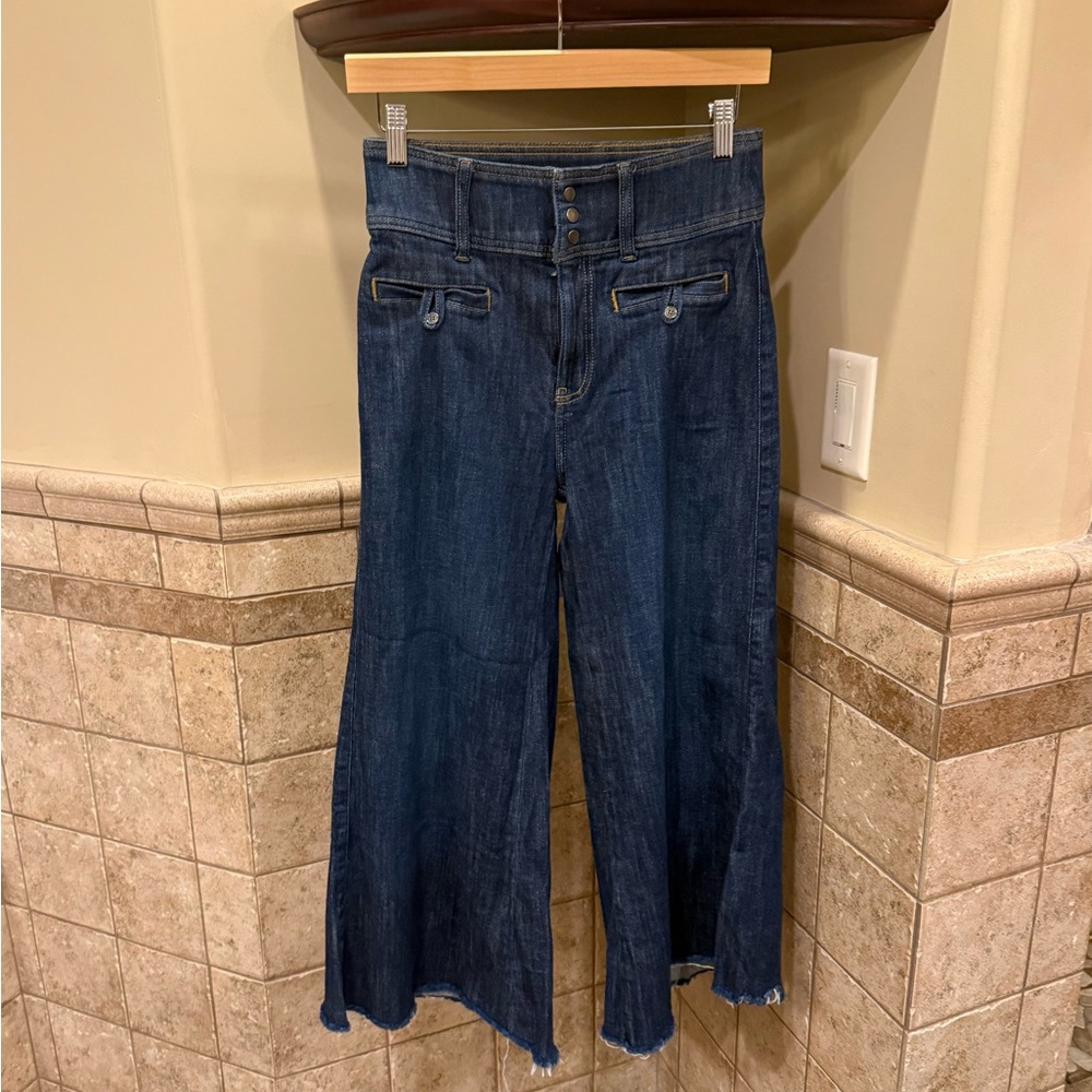 Pilcro Dark Blue Wide Leg Flare Jeans